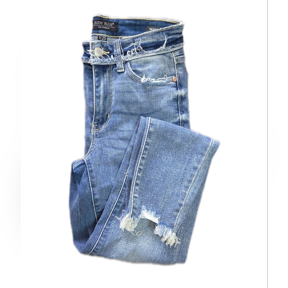 Judy Blue Light Blue Distressed Skinny Jeans